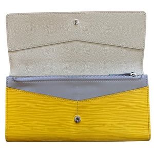 Certified Louis Vuitton Portefeuille Flore Long Wallet Yellow & White Epi